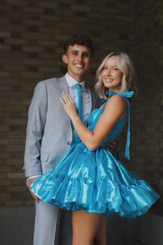 Aqua A-line Short Dress with Bow Tie Short Dress With Bow, Dress With Bow Tie, Winter Formal Dresses, Junior Prom Dresses, Royal Blue Dress, Corset Bodice, A Line Shorts, Short Prom Dress, Sweet 16 Dresses