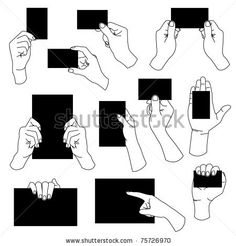 hand gestures with black squares on white background - stock photo, images and clipart