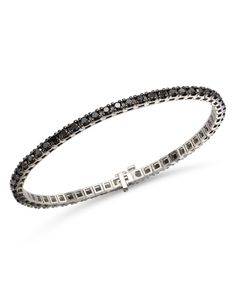 Bloomingdale's Fine Collection Men's Black Diamond Bracelet in 14K White Gold, 7.0 ct. t.w. - Exclusive Black Diamond Bracelet Men, Classic Round Black Diamond Bracelet, Luxury Black Diamond Bracelet With Round Shape, Formal Tennis Bracelet With Black Diamonds, Formal Bracelets With Black Diamonds, Classic Black Diamond Tennis Bracelet, Classic Tennis Bracelet With Black Diamonds For Formal Occasions, Classic Black Diamond Bracelet, Classic White Gold Bracelets With Black Diamonds