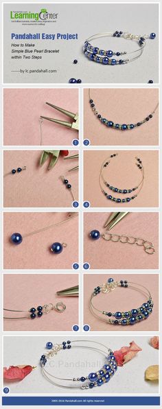 Pandahall Easy Project- How to Make Simple Blue Pearl Bracelet within Two Steps Blue Pearl Bracelet, Bracelets With Beads, Making Jewelry For Beginners, Necklace Moon, Easy Jewelry, Easy Diy Jewelry, Jewelry Making Project, Handmade Wire Jewelry