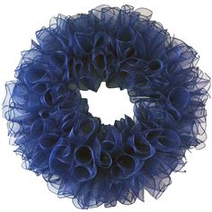 a blue wreath with large ruffles on it