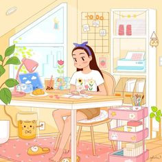 Draw Decor, Cute Drawings Of People, Girly Stickers, Japanese Cartoon Characters, Inspirational Illustration, Work Time, Pinturas Disney, Japanese Cartoon, Dreamy Art