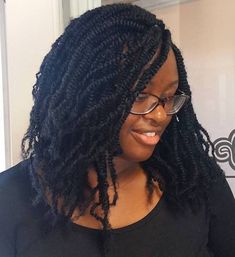 Shoulder Length Black Kinky Twists Bob Twists, Jumbo Twists, Twists Hairstyles, Marley Twist, Natural Twists, Twist Styles, Twist Braid Hairstyles, Box Braid, Half Updo