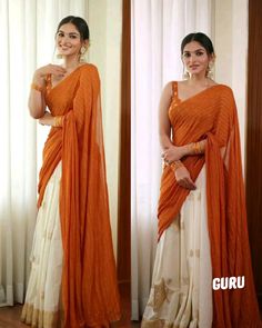 South Indian Dress, Onam Dress Ideas, South Indian Half Saree, Brown Closet, Onam Outfits Ideas, Onam Dress, Half Sari, Onam Outfits, Kerala Saree Blouse Designs