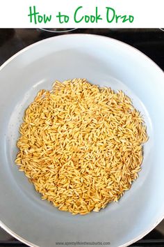 a white bowl filled with brown rice and the words how to cook drizzl