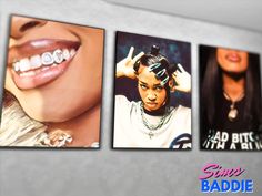 three pictures of women with different teeth and piercings on them, one is smiling