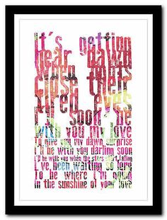 a framed print with the words, it's all in different colors and shapes