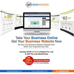 an advertisement for webshopers with the words, take your business online get your business website now