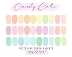 the candy cake color palette is shown