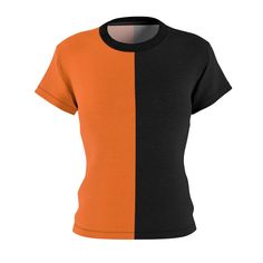 Women's Split, Half and Half classic and comfortable creative t-shirt is appealing form every angle. 100% Polyester, Light fabric, Regular fit, Tagless, Runs true to size. Care Instructions:  Do not dryclean; Do not iron; Tumble dry: low heat; Do not bleach; Machine wash: cold (max 30C or 90F). Fitted Color Block T-shirt With Short Sleeves, Black Color Block Short Sleeve T-shirt, Sporty Fitted Orange T-shirt, Black Color Block Graphic Tee, Orange Short Sleeve T-shirt With Sublimation Print, Bengals Apparel, White Cowboy Hat, Creative T Shirt, Half And Half