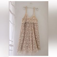 Beautiful Summer Dress!! Light And Flowy! Only Selling Because It Doesn’t Fit. Size Large On Tag But Fits More Like A Small/ Medium. Will Accept Almost Any Offer White Floral Print Lace Dress For Summer, Casual White Lace Dress For Beach, Casual Lace Dress For The Beach, Beige Lace Summer Dress, Cream Lace Dress For Summer Beach Outings, Cream Lace Dress For Summer Beach, Off White Lace Trim Dress For Summer, Off White Lace Dress With Lace Trim For Summer, Cream Lace Dress For Beach In Summer