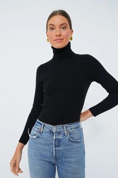 Black Arlo Ribbed Turtleneck | Tuckernuck Black Turtleneck Outfit, Turtleneck Outfits, Chic Office Outfit, Turtleneck Outfit, Cozy Winter Outfits, All Black Looks, Office Outfit, Chic Office, Denim Maxi Skirt