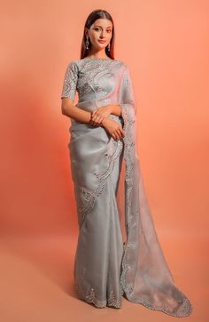 #PattuSaree #pinterest saree #dailywearsaree #netsaree #transparent saree blouse#Saree Draping #SareeStyle #Saree Blouse Designs #Saree #Sareel nspiration #InstaSaree #Saree Pact #Fancy Saree #SareeGermany #LehengaSaree #SareeBlogger #Cotton Saree #SareeLovers #SareeFashion #Georgette Saree #WeddingSaree #SareeOnline #SareesEducation #Handloom Saree #Saree Collection #Chiffon Saree #SareeLove #Banarasi Saree #Saree Blouselnspiration #Saree #Saree Addict #LoveSaree #Saree Silk #IWear Saree Grey Organza Saree, Lavender Saree, Grey Saree, Nails Home, Organza Saree, Saree Look, Party Wear Sarees, Modern Aesthetic, Embroidered Blouse