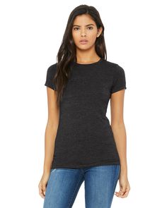 Ladies' The Favorite T-Shirt - DRK GREY HEATHER - M | Bella + Canvas Women's The Favorite T-Shirt in Dark Grey Heather Size Medium | Ringspun Cotton B, BC Trims Fashion, Blank T Shirts, The Favorite, Perfect Woman, Heather Black, Wholesale Clothing, Online Shopping Clothes, Workout Tee, Bella Canvas