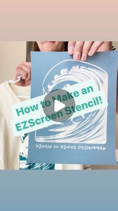 a person holding up a sign that says how to take an ezgreen stencil