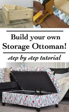 the instructions for how to build your own storage ottoman step by step with pictures on it