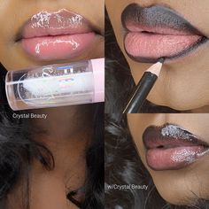 Lip Gloss Lip Liner 12 Bundle Crystal Beauty Glossy Clear Lip Gloss & Matte Black Lip Liner Gift Bundle cruelty Free - Etsy Tanzania Glossy Lips Makeup, Maquillage On Fleek, Makeup For Black Skin, Lip Makeup Tutorial, Brown Skin Makeup, Makeup Help, Lip Combo, Clear Lip Gloss, Dope Makeup