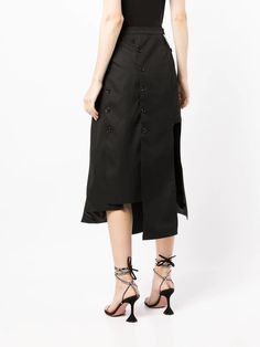 Rokh Button Detail Panelled Skirt - Farfetch Panelled Skirt, Paneled Skirt, Skirt Black, All Brands, Button Detail, Skirt Fashion, Duster Coat, Top Brands, Luxury Fashion