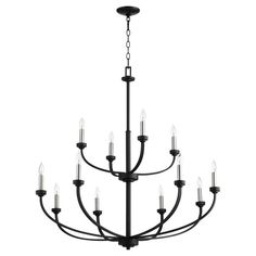 a black chandelier with eight lights hanging from the ceiling