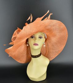 "✿*.Key Features.*✿ This is a floopy wide brim hat with big bows, two long sinamay ribbons and supper long trimmed feathers. You can wear it directly or add some accents you want, very stunning and beautiful hat. Great for Kentucky derby, weddings, church, Easter, Royal Ascot, horse races, cocktails, tea party, or any hat wearing occasion. Hat base size: From front to back around : 21\" (53cm) From left to right around : 21\" (53cm) Brim size appr:6-7.5\" Crown Deep: 4.5\" Head girth: 22.5(57cm) Elegant Summer Fedora With High Crown, Summer Party Wide Brim Fedora, Summer Evening Fascinator With Flat Brim, Chic Summer Top Hat With High Crown, Brimmed Top Hat For Summer Races, High Crown Top Hat For Beach In Summer, Fedora Straw Hat For Kentucky Derby Evening, Evening Fedora Sun Hat For Kentucky Derby, Flat Brim Straw Hat For Royal Ascot Party