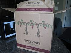 a cardboard box with two vines on it