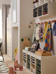 a child's playroom with toys and other items