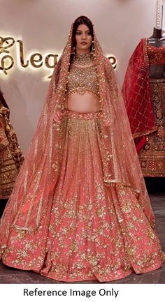 Peachy pink lehenga choli for wedding, bridesmaid lehenga choli with sequin work, designer lehenga for reception, soft net lehenga for gift Fabric details: Color : Peachy Pink  Lehenga: heavy net with 3mm  embroidery sequence design work Inner:silk with heavy can-can with canvas patta Duptta: heavy net with embroidery sequence work Blouse:net with embroidery sequence design work Waist:42" Lenth:42"+ Flair:3 mtr+ Color:1 one Duptta lenth : 2.10mtr Weight:1kg,100gms Washing Care : Dry Clean only M Lehenga For Reception, Dresses Lehenga, Sabyasachi Lehengas, Lehenga Choli For Wedding, Pink Lehenga Choli, Choli For Wedding, Bridesmaid Lehengas, Lehenga Bridesmaid, Lehenga Bridal