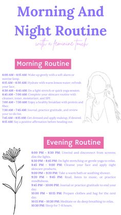 How To Create A Night Routine, Morning Routine Time Schedule, Daily Routine Journal, Wind Down Routine, Routine For Toddlers, Morning Night Routine, Morning Evening Routine, Morning Routine Schedule, Morning And Night Routine