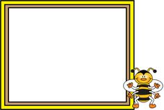 a cartoon bee holding up a blank board with space for text or an image to put on