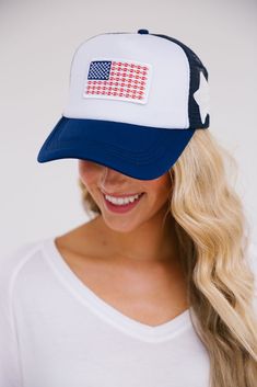 Football In The USA Trucker Hat Adjustable White Hat For 4th Of July, White Baseball Cap For 4th Of July, Game Day Trucker Hat With Curved Brim, White Americana Hat With Adjustable Fit, White Adjustable Americana Hat, Patriotic White Trucker Hat With Curved Brim, White Patriotic Adjustable Trucker Hat, White Patriotic Hat With Curved Brim, Adjustable Hats With Curved Brim For 4th Of July