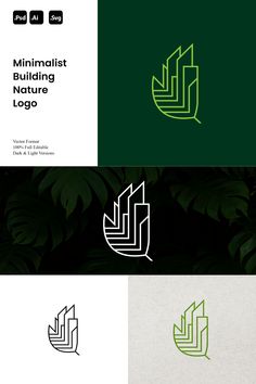 the minimalist logo is designed to look like an abstract building with leaves on it