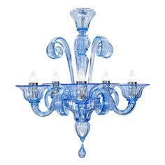 a blue chandelier hanging from the ceiling