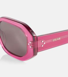 Bold 3 Dots oval sunglasses in purple - Celine Eyewear | Mytheresa Modern Pink Sunglasses With Tinted Lenses, Retro Pink Square Frame Sunglasses, Retro Pink Anti-reflective Sunglasses, Celine Eyewear, Three Dots, Designer Glasses, Oval Sunglasses, In Italy, Dots