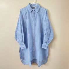 Asos Design Women’s Oversized Boyfriend Mini Shirt Dress In Stripe (Size: Us 6) Brand New Without Tag! No Return No Refund Chic Blue Relaxed Fit Shirt Dress, Chic Blue Shirt Dress With Relaxed Fit, Spring Blue Oversized Blouse, Oversized Blue Shirt Dress For Day Out, Casual Long Sleeve Shirt Dress For Daytime, Oversized Blue Blouse For Day Out, Oversized Blue Button-up Shirt Dress, Oversized Button-up Blue Shirt Dress, Oversized Summer Shirt Dress For Daytime