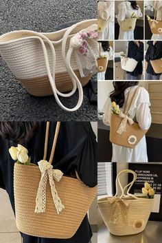 Été Tournesol Dentelle Nœud papillon Vacances Plage Paille tissée Sac à main bohème Sac à main tissé Rotin Sacs de week-end Crochet Poignée Sac only $23.99 in ByGoods.com 
#Crochet #Poignée #Sac Woven Handbags, Straw Tote Bag, Retro Mode, Straw Tote, Big Sale, Week End, Straw, Tote Bag, Crochet