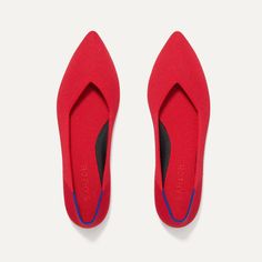 The Point II in Lollipop Red shown from the top. Mary Jane Clogs, Clog Boots, Mary Jane Heels, Pointed Toe Flats, Women's Flats, Mens Slippers, Elevate Your Look, Tortoise Shell, Playing Dress Up