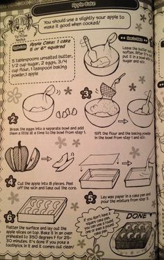 an open book with instructions on how to bake