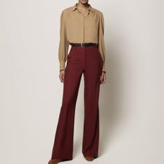 Awesome Structured Dress Trouser Pants. Fabulous Fabric To. Crafted Well. Made In Korea. See Measurements For Size. Here For Exposure Only... Stock Picture Is For Reference Only Please See Actual Pics Of Pants For Sale!! Maroon Pants Outfit, Burgundy Trousers, Pants Outfit Work, Maroon Pants, Mcqueen Dress, Winter Pants Outfit, Red Trousers, Burgundy Pants