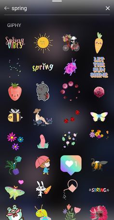 an iphone screen with various stickers on it