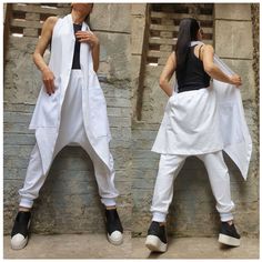 "Everyday White Pants Vest Set🤩 Extravagant designs and high quality fabrics. The item from the pictures is size S For more information feel free to ask questions. Material &Care Cotton Machine wash 30oC Hand wash at low temperatures Do not machine dry Medium hot iron Sizing We make sizes from xs to 5xl as well as customized measures.So don't hesitate to contact us and make one for you. 🛫🎁Shipping🎁 🛬 STANDARD SHIPPING Europe : 6-8 business days USA&Canada : 8-10 business days Everywhere els Fitted White Harem Pants With Pockets, White Stretch Harem Trousers, White Harem Pants With Pockets And Loose Fit, White Fitted Cotton Harem Pants, White Cotton Ankle-length Harem Pants, White Baggy Harem Bottoms, White Harem Pants With Pockets For Loungewear, White Baggy Harem Pants, White Harem Bottoms For Spring