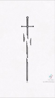 a drawing of a cross with three arrows