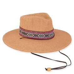 Adeline Bangkok Toyo Straw Safari with Tribal Band - Sun 'N' Sand Hats Safari Hat Sun N Sand Hats HH3107B Tan OS (57 cm) Adjustable Toquilla Straw Fedora For Travel, Adjustable Brown Panama Hat With Short Brim, Adjustable Toquilla Straw Panama Hat, Adjustable Brown Toquilla Straw Hat Band, Adjustable Brown Woven Fedora, Adjustable Woven Fedora With Curved Brim, Adjustable Brimmed Safari Sun Hat, Adjustable Safari Style Bucket Hat, Bohemian Adjustable Panama Hat For Travel