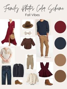 a collage of clothes and accessories with text that reads, family outfits cat science fall vibes