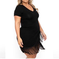 Never Worn Size 2x. Sexy Black Fringe Dress. Plus Size Clubwear, Black Fringe Dress, Affordable Plus Size Clothing, Fringe Dress, Black Fringe, Dress Plus Size, Plus Size Dress, Affordable Fashion, Dress Making