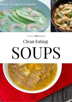 clean eating soups with the title overlay