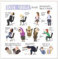 a poster with some people doing yoga and other things to do in front of them