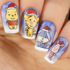 Nemo Starfish, Eeyore Christmas, Simple Disney Nails, Nail Drawing