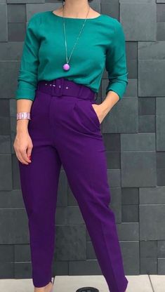 Fashion Color Combos, Outfit Color Combinations, Purple Pants Outfit, Coloring Images, Purple Outfits