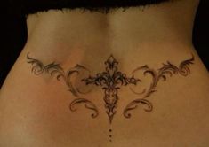 Back Tramp Tattoo, Tramp Stamps Ideas, Back Lower Tattoo, Hipbone Tattoos For Women, Back Tatooed Girl Aesthetic, Cool Feminine Tattoos, Back Stamp Tattoo, Tramp Tattoos Lower Backs, Tattoos Aesthetic Girl