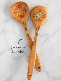 Wooden Spoon - Folk Flower-view 1 Colorful Kitchen Accessories, Berry Colander, Life Kitchen, Kitchen Dish Towel, Stainless Steel Bowl, Nonstick Cookware, Cute Kitchen, Wooden Spoon, Sweet Messages